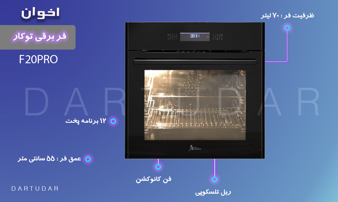 یک بار برای همیشه فر برقیF20 Pro اخوان را بخرید و از طعم غذاهایتان لذت ببرید.
