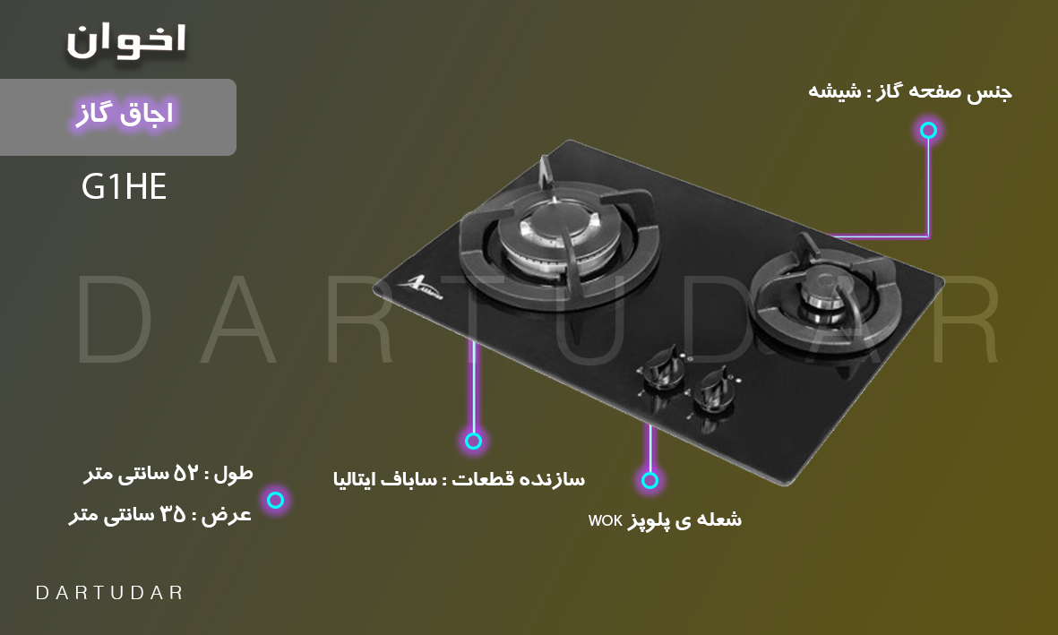 مزیت های مهم اجاق گاز دو شعله مدل G1 HE اخوان