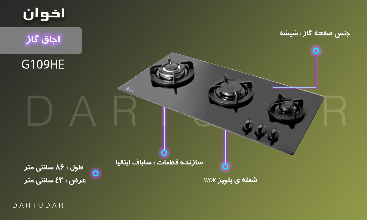 گاز کاربردی با جنس شیشه سکوریت مشکی حرارت دیده و نشکن