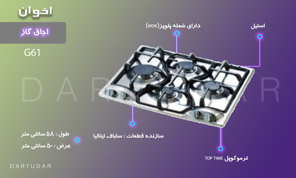 5 دلیل مهم برای اجاق گاز چهار شعله مدل G61 اخوان