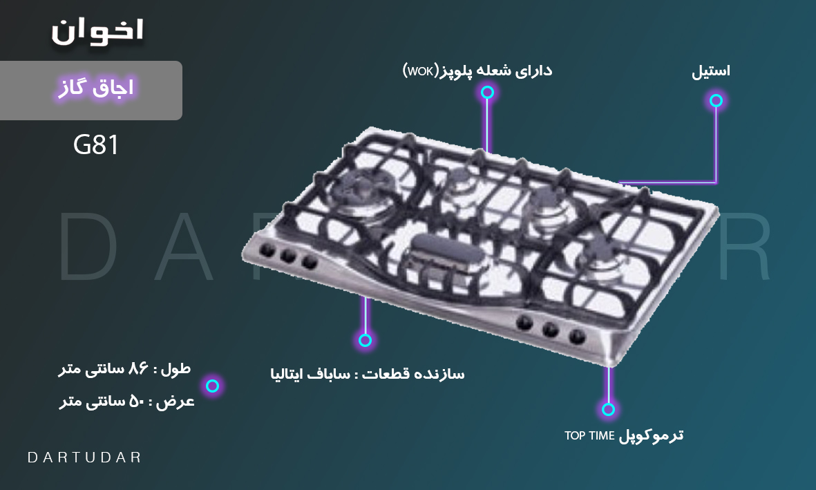 نکات مهم در مورد اجاق گاز پنج شعله مدل G81 اخوان