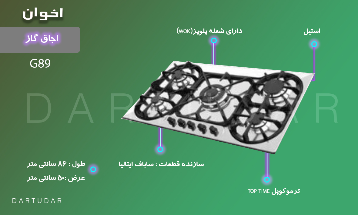 6مزیت مهم اجاق گاز پنج شعله مدل G89 اخوان