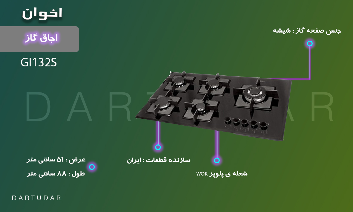 4 مزیت مهم اجاق گاز پنج شعله مدل GI132S اخوان