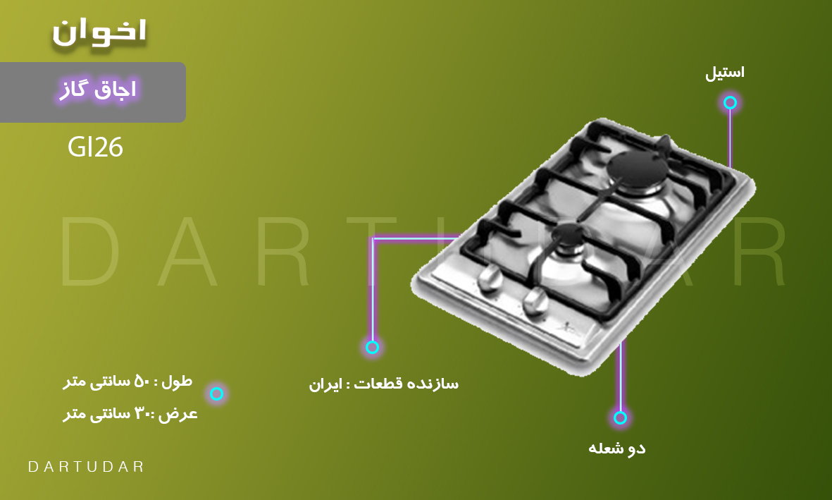 مزیت های اجاق گاز دو شعله مدل GI26 اخوان