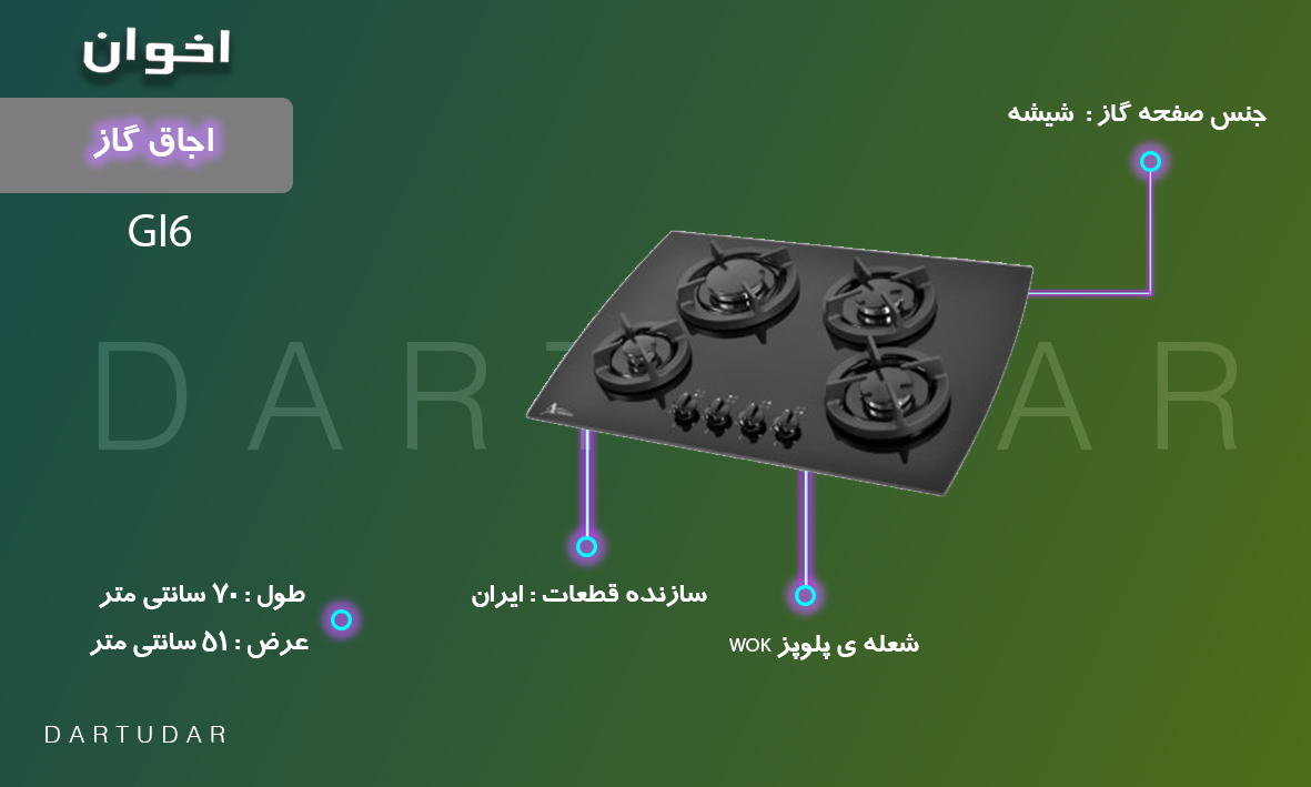 با خیالی آسوده اجاق گاز چهار شعله مدل GI6 اخوان را بخرید.