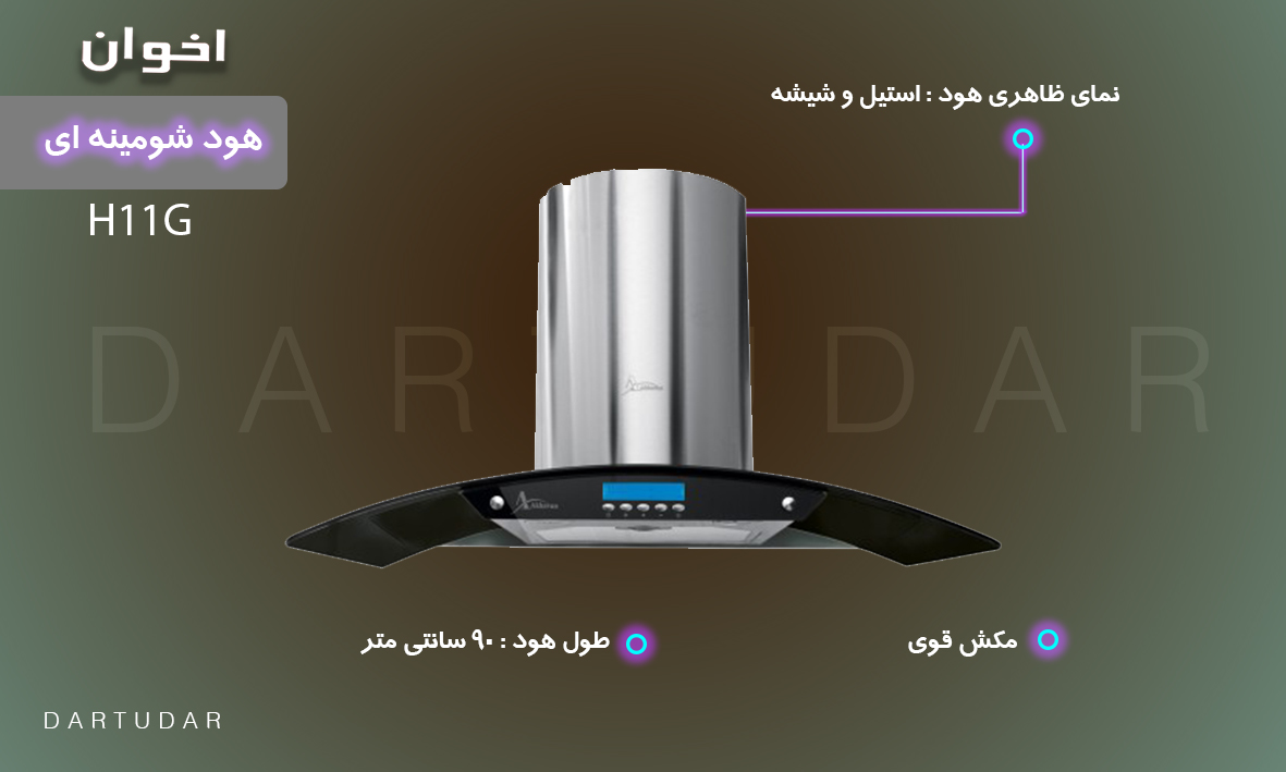 ویژگی های هود شومینه ای مدل H11G اخوان