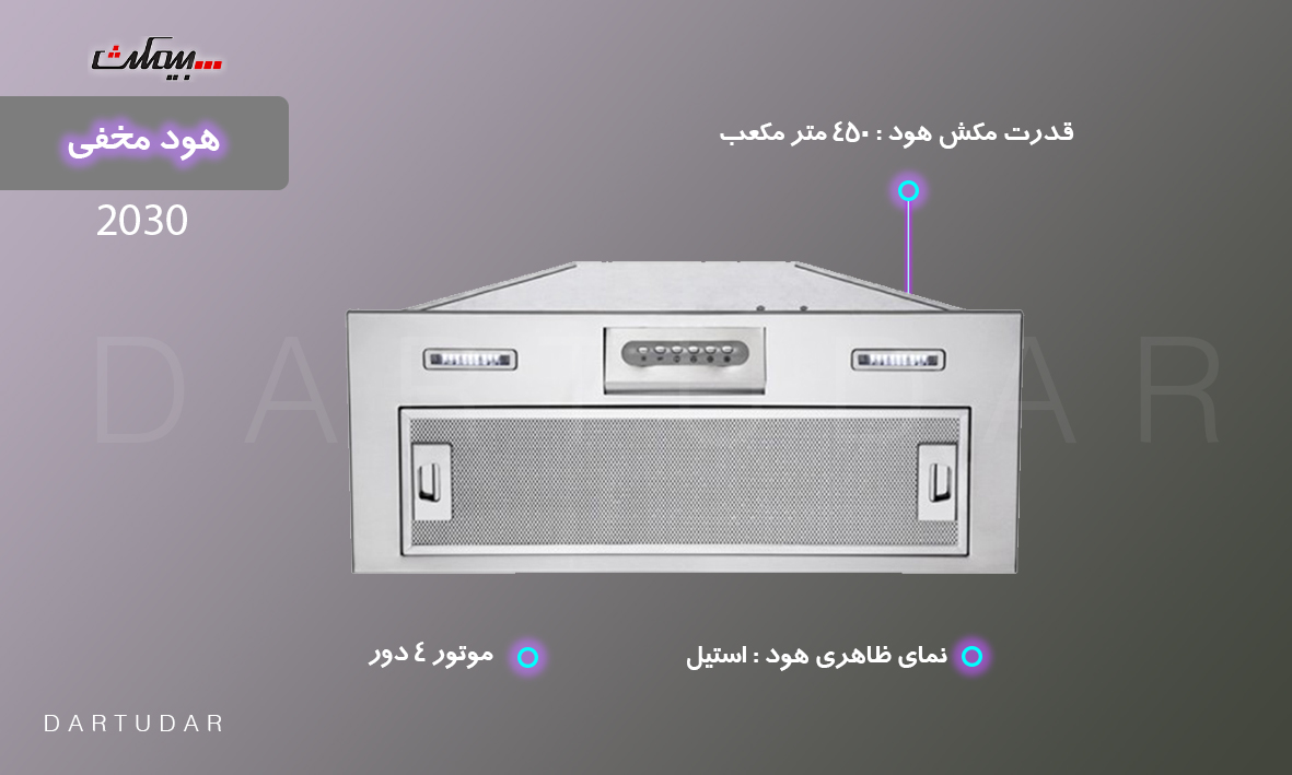 مقایسه و خرید هود مخفي 70 مدل 2030 بيمكث