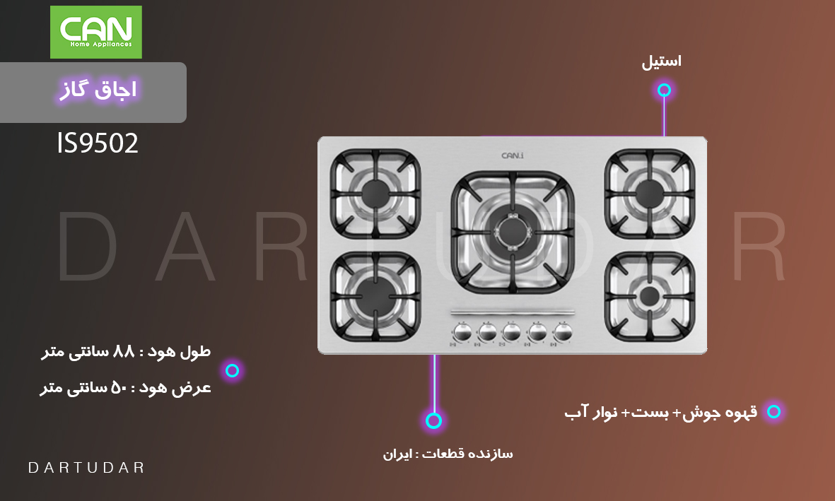 دلایل خرید اجاق گاز پنج شعله مدل IS9502 كن