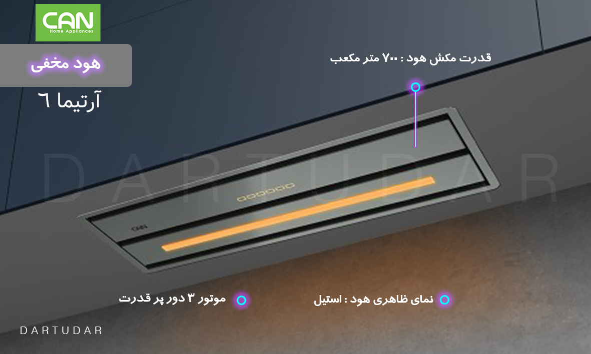 مهم ترین مزیت های هود زیرکابینتی آرتیما 6 کن