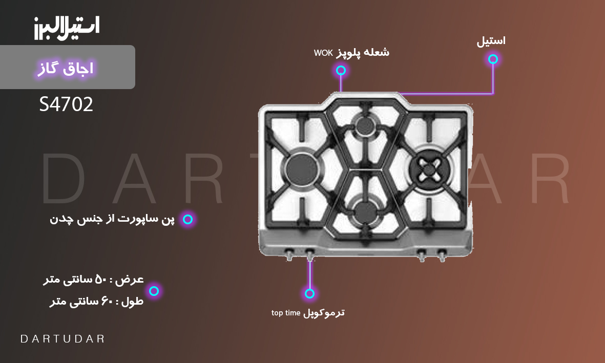 5 مزیت مهم اجاق گاز چهار شعله مدل S4702 استيل البرز