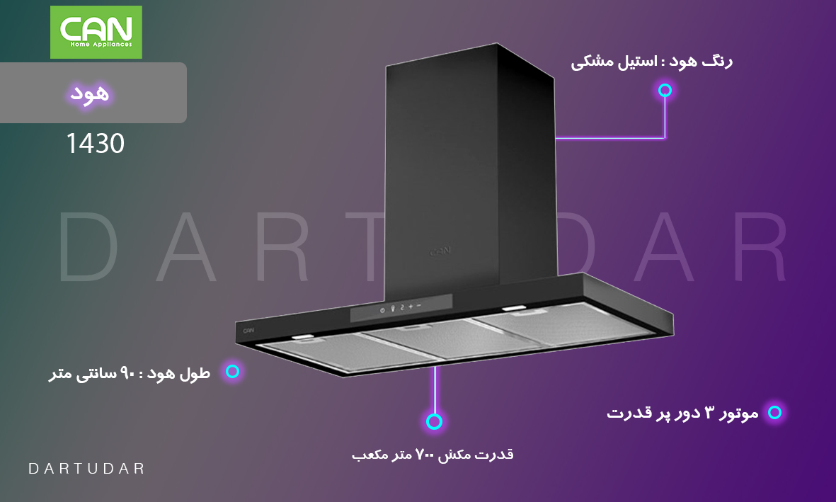 چرا هود مشكي 90 سانت 1430 كن بهترین انتخاب است؟