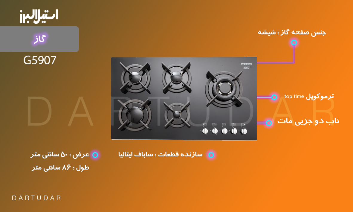 چرا اجاق گاز پنج شعله‌ مدل G5907 L&R استیل البرز را بخریم؟
