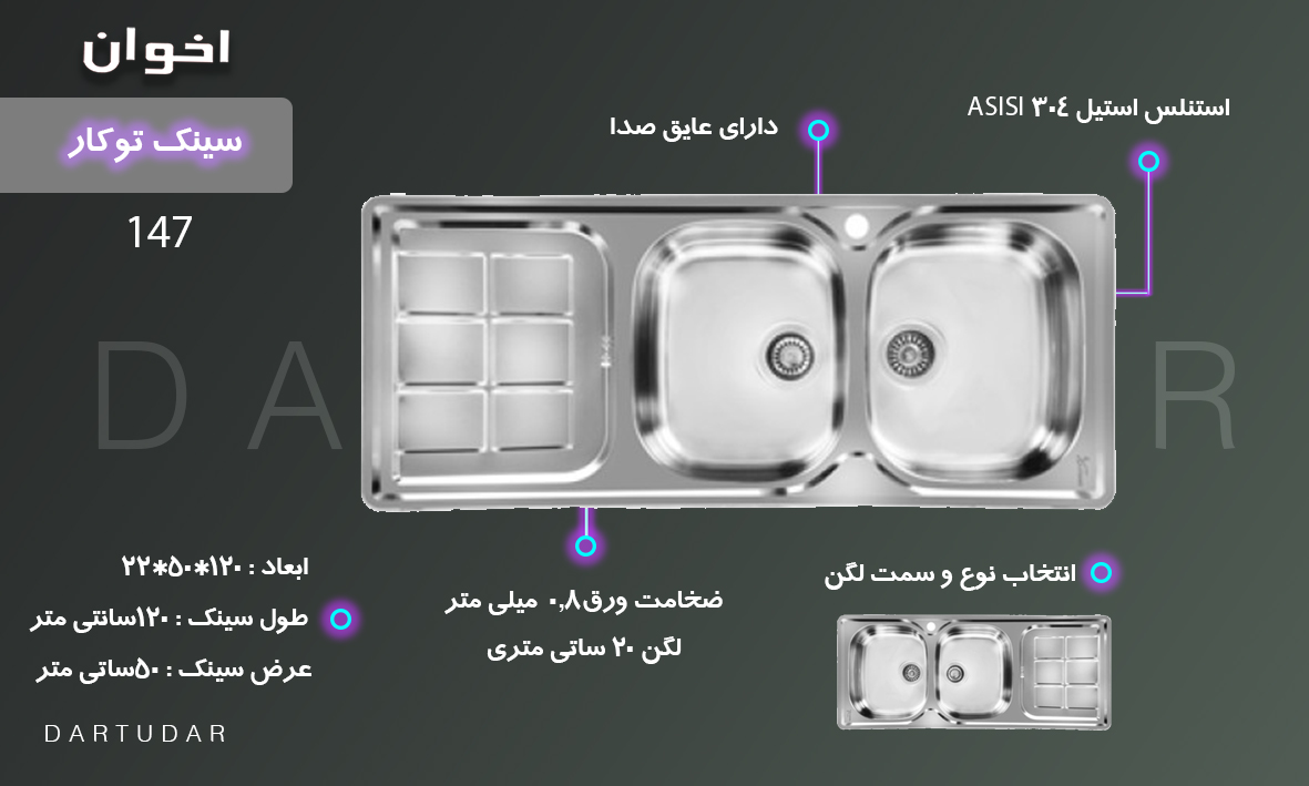 7 دلیل برای خرید سینک توکار مدل 147 اخوان