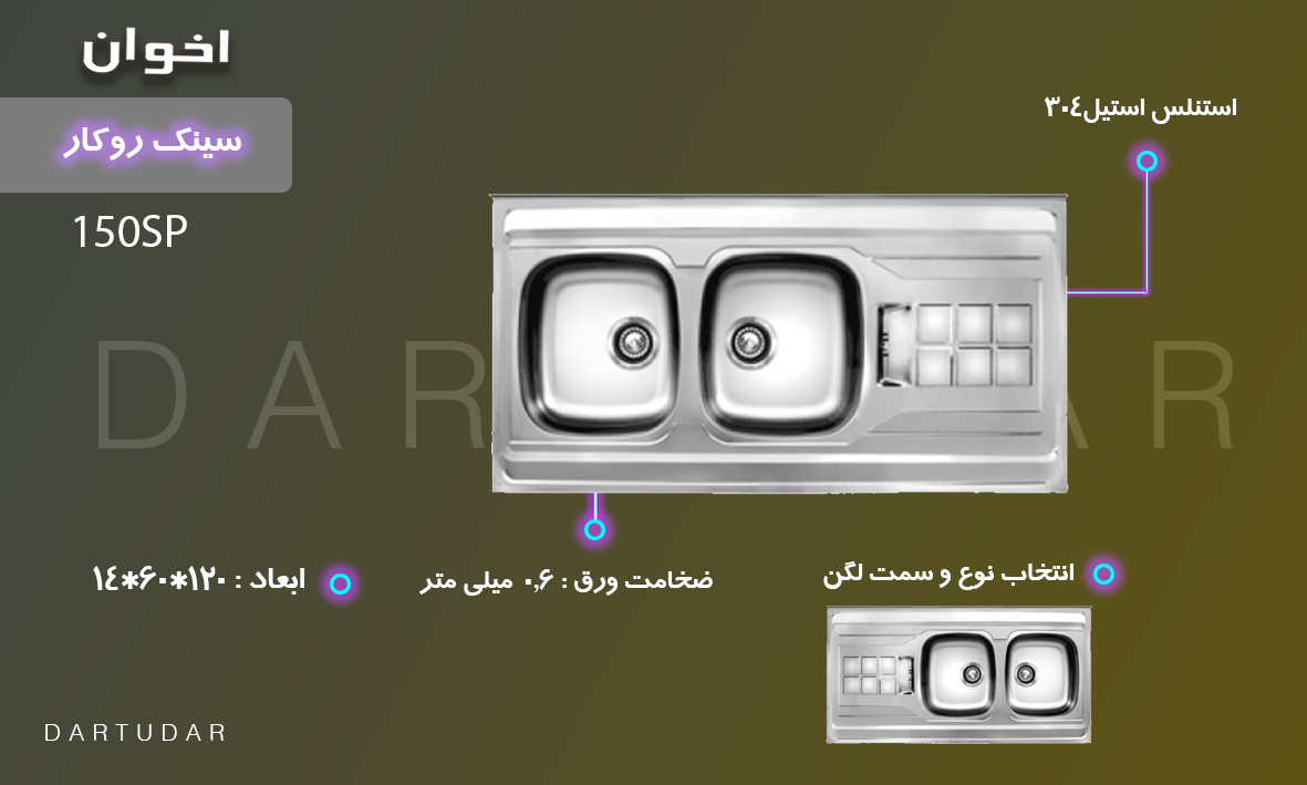 دارای ورق استیل با ضخامت 0.6 میلی متر از جنس استنلس استیل304 تولید شده است.