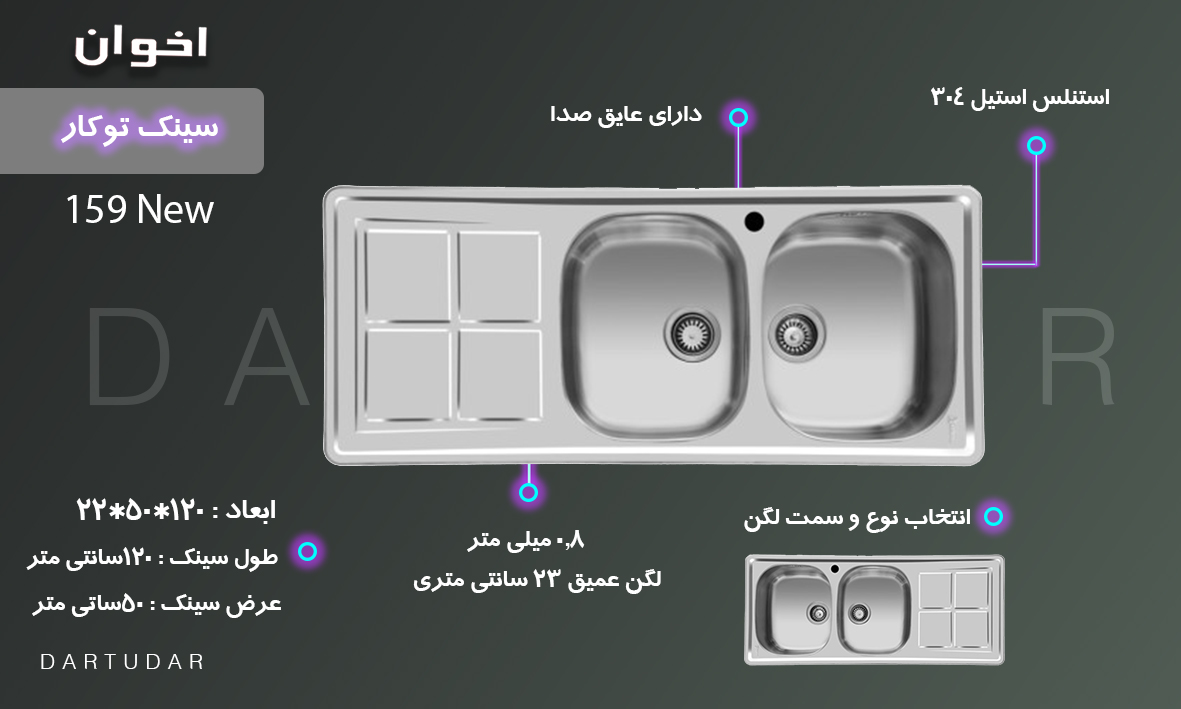 6 نکته در مورد سینک توکار مدل 159NEW اخوان