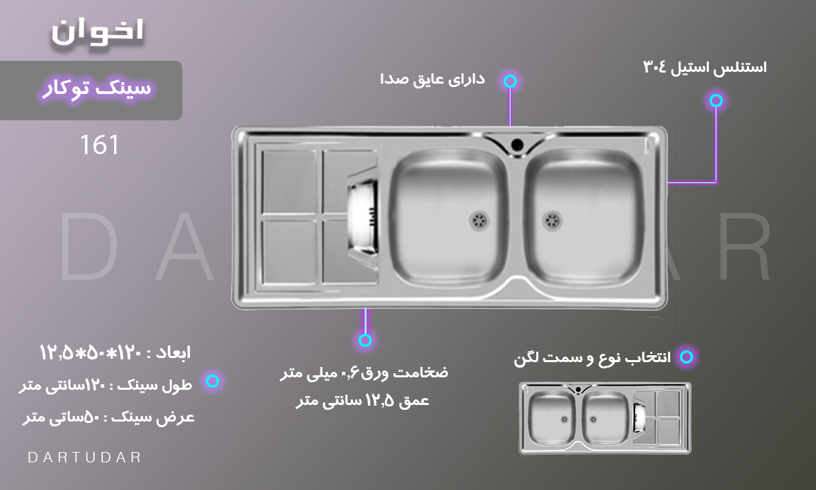 خرید سینک توکار مدل 161 اخوان