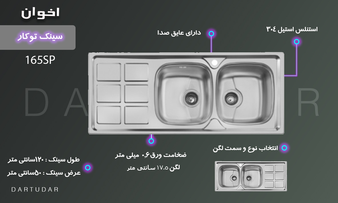 ویژگی های مهم سینک 165SP اخوان