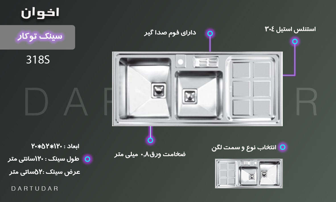 8 مزیت مهم سینک توکار مدل 318S اخوان