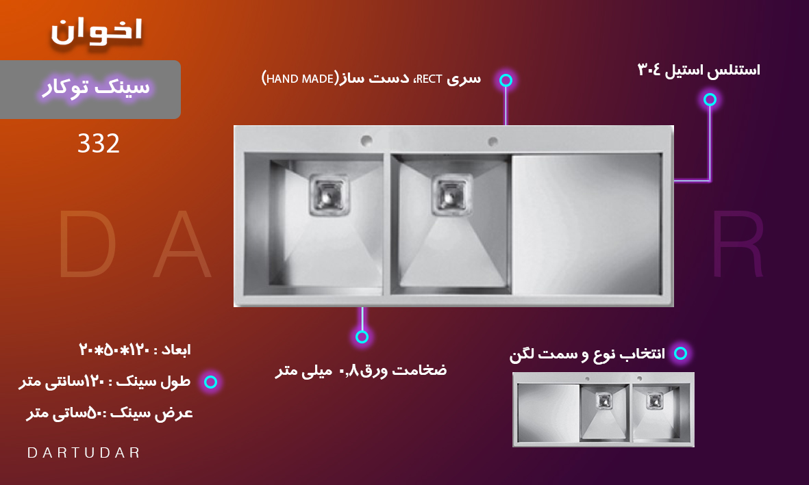 مزیت مهم سینک توکار مدل 332 اخوان