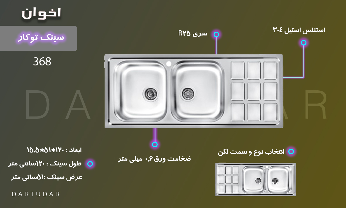 7 دلیل برای خرید سینک توکار مدل 368 اخوان