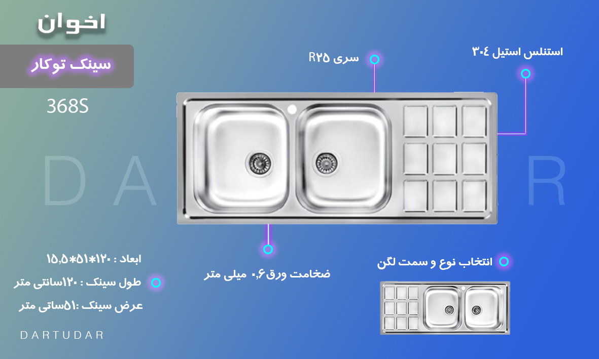 7 دلیل برای خرید سینک توکار مدل 368S اخوان