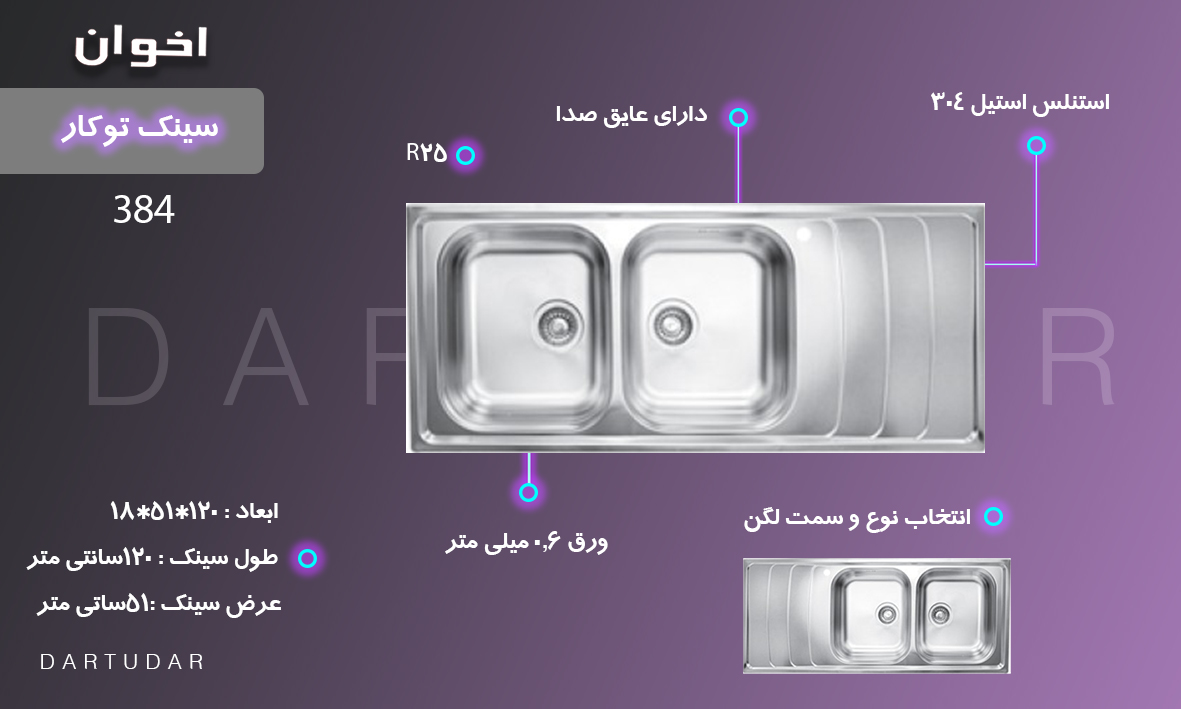 6 نکته ی مهم که قبل از خرید سینک توکار مدل 384 اخوان