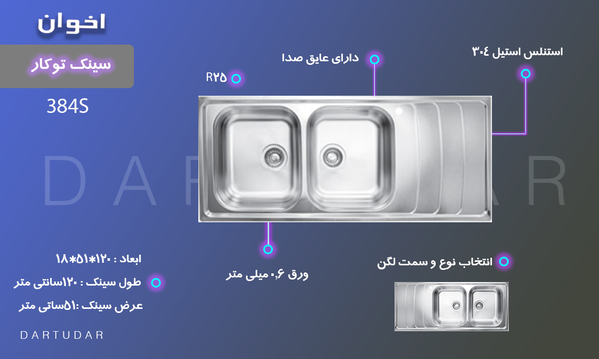 روش نصب سینک اخوان مدل 384S اخوان