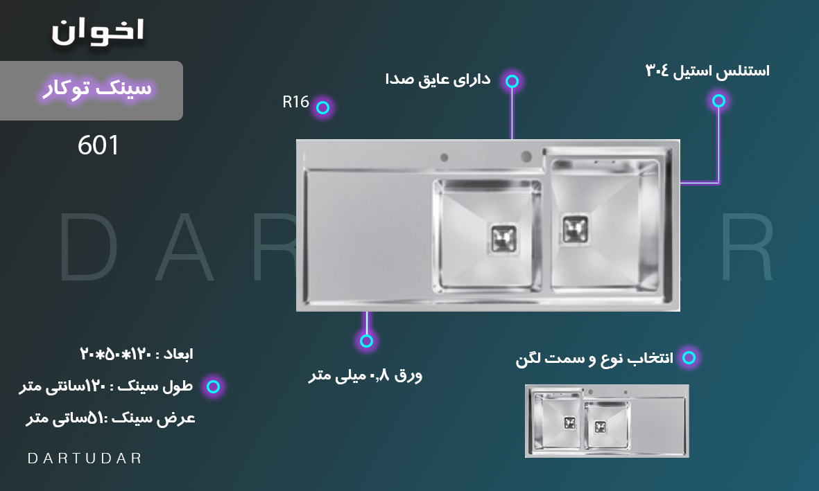 5ویژگی مهم برای خرید سینک توکار مدل 601 اخوان