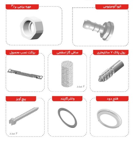 قطعات همراه داخل کارتن پکیج دیواری پارما Parma بوتان